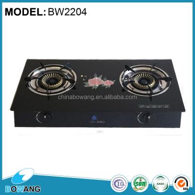 China BOWANG-Table Top 2 Burner Gas Stove Glass Cooker (BW2204) for sale