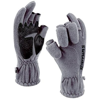 China Windproof 30% Wool + 70% Soft Stretch High Polyester Fleece Fishing Gloves, Winter Fishing Gloves Flip Top Mittens With Thermal Warm Fleece, Ice Fishing Gloves 11B-2177 (B07) for sale