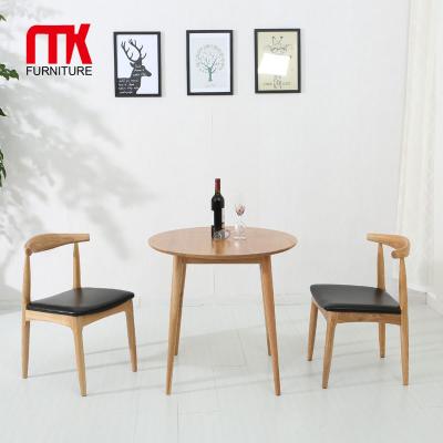 China Small Round Oak Solid Wood Dining Table with 4 Legs, Dining Room Furniture Set, Sturdy and Durable for sale