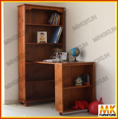 China Solid wood bookcase with pull out desk for sale