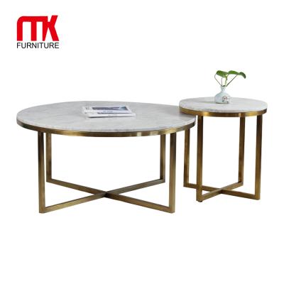 China Mid Century Modern Round Interlocking Marble Metal Legs For Coffee Tables for sale