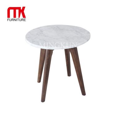 China Hot Selling High Quality Marble Coffee Table Living Room Corner Sofa Side Coffee Table Top End Table With Wooden Legs for sale