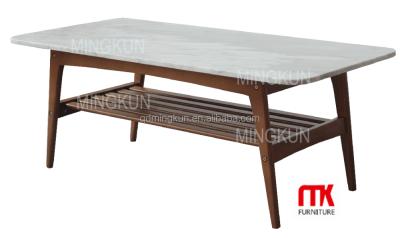 China 2016 new solid wood design hot sale oak leg marble top coffee table for sale