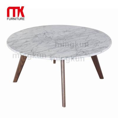 China Round Marble Coffee Table Top and Oak Leg Marble Coffee Table, Sofa Table for sale