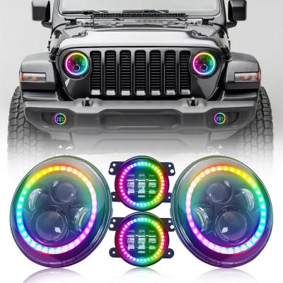 China Aluminum Alloy Faro Redondo Led Off Road Front 7 Inch Led Headlight With Full Daytime Running Light Halo Faro De For Jeep Patriot Wrangler Jk for sale