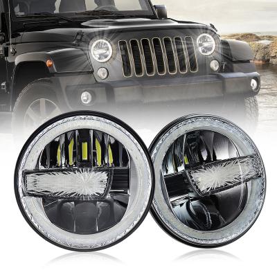 China Aluminum Alloy Faro Redondo Led Off Road Front 7 Inch Led Headlight With Full Daytime Running Light Halo Faro De For Jeep Patriot Wrangler Jk for sale