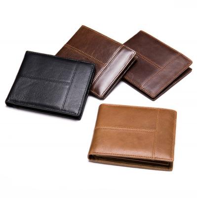 China RFID Genuine Leather Bifold RFID Blocking Pocket Men Wallets for sale