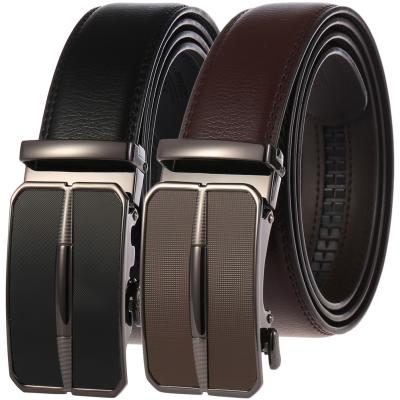 China Cowhide Men's Business Style Belt Black Leather Strap Male Belt Automatic Buckle Belt For Men for sale