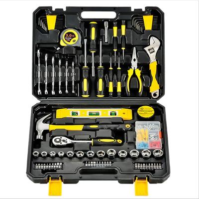 China Including Hardware 128 Pcs Home Basic Tool Kit Ratchet Wrench Knife Pliers Screwdriver Drills Hammer Socket Wrenches With Case H01-1 for sale