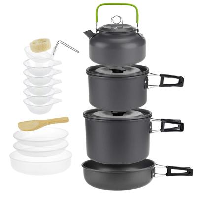 China Mountaineering outdoor pot gas cooker equipment cooker BBQ tableware aluminum camping pot for sale