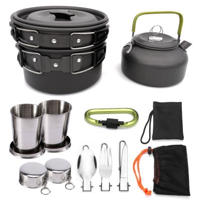 China Cookware 2-3 Person Camping Backpack Pan Kit For Outdoor Cooking Hiking Picnic DS-308 for sale