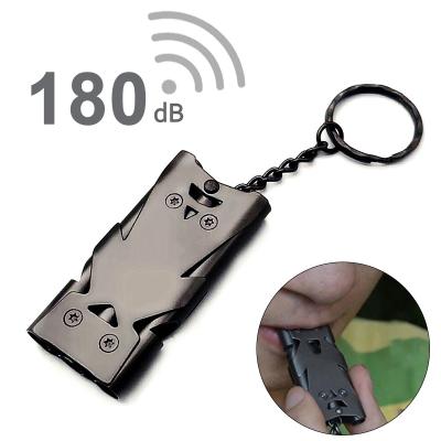 China High Outdoor Survival Whistle 180db Decibel Decibel Cheerleading Whistle Key Chain Tools Triple Hose Emergency SOS Whistle K37-2 for sale