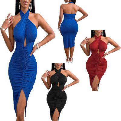 China Women's breathable clothing 2022 summer foreign trade new wish dress tight dress backless wrap chest for sale