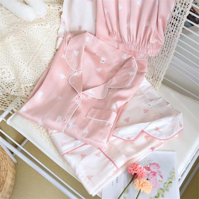 China QUICK DRY Women's Spring and Summer Ice Silk Pajamas Set Women's Thin Silk Home Clothing Set Two-Piece Long Sleeve for sale