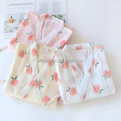 China QUICK DRY women's spring kimono large size slim women's steaming clothes and summer gauze cotton bathrobe for sale