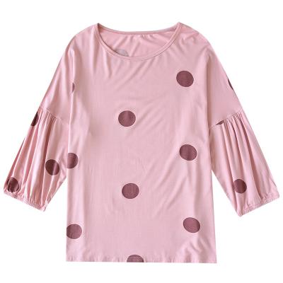 China High Quality Wholesale Loose Pattern Three Quarter Sleeves Anti-wrinkle Polka Dot Women Short Sleeves for sale