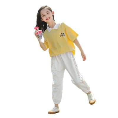 China Korean Version Of Girls' Summer Casual Suit 2022 New Style Big Boy And Little Girl Western Style Fashionable Sports Two-piece for sale