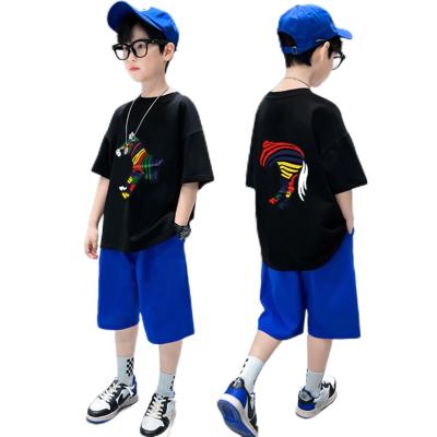 China Children's Clothing Boy Suit 2022 Summer Children's Casual Short-sleeved Printed T-shirt Shorts Two-piece Set for sale