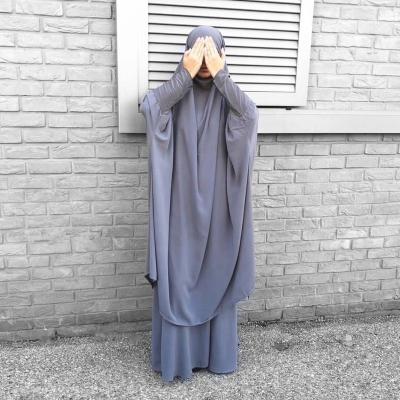 China Nida 2021 New Modest Wear Solid Color Nida Jilbab Khimar 2 Pieces Prayer Islamic Clothing Abaya for sale