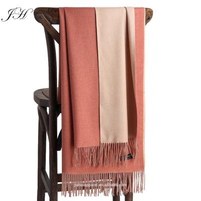 China Hijab Scarf Shawls Ladies Fashion Long Warm Thick Knitted Stole Shawl Wraps Plain Wool Two Colors Cashmere Pashmina Double Side Winter Scarf for sale