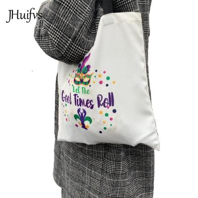 China Hot Selling Personalized Custom Handled New Orleans Mardi Gras Crawfish Shoulder Shopping Bags Girls Canvas Tote Bag for sale