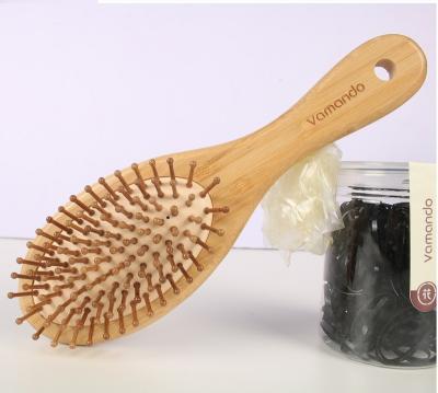 China Ball-tilted stiffens 100% Natural Eco-friendly Organic Massage Hair Comb Bamboo Wood Massage Brush Bamboo Wood Hair Brush for sale