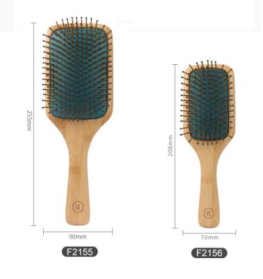 China Eco-Friendly Rectangular Wooden Bristle Ball-Tilted Bamboo Hair Extension Paddle Brush For Hair Straightening for sale