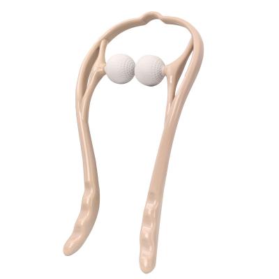 China Relieve Neck Muscle Double Balls 3D Plastic Manual Neck Massager for sale