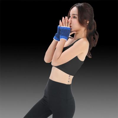 China Eco-Friendly Breathable Sports Hand Protective Gloves Polyester Cotton Unisex Gym Weight Training Lfiting Blue To Protect Hand Palm Pad for sale