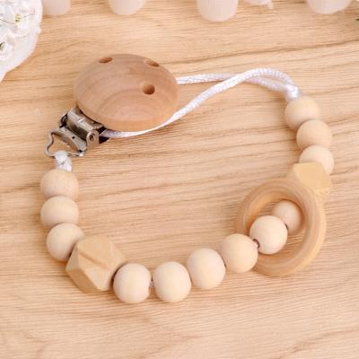 China High Quality Baby Ivoduff Wooden Round Pacifier Clip BPA Free Pacifier Clip Wooden Dummy Soother Clip Nipple for sale