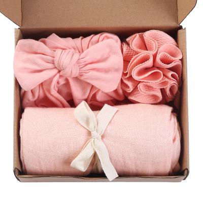 China 3Pcs/Box Antibacterial Baby Photography Props Wraps Cotton Wrap Headband Set Soft Infant Newborn Baby Props for sale