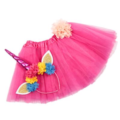 China Breathable Unicorn Cosplay Headband TUTU Skirt Set Baby Photography Prop Prop Hair Hoop Hair Circle Birthday Party Christmas Newborn Dress for sale