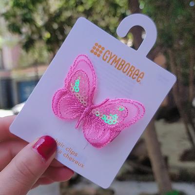 China Decorate European and American children's hairpin cute pink spot girl butterfly pp cut edge hairpin clip wholesale for sale