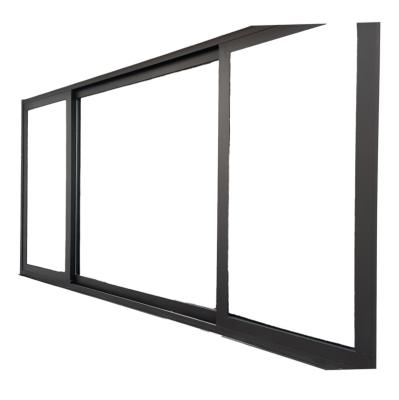 China Sliding Commercial Glass Double Thermal Break Window Roller Exterior Blind Black Aluminum Sliding Windows With Mosquito Mesh for sale