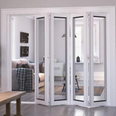 China Double Glazed Black White Aluminum Internal Bifold Doors Windproof Folding Door Patio With Glass for sale