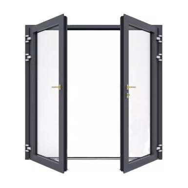 China Contractor European Hurricane Heat Insulation Style French Door Standard Size Customization Black Frame Aluminum Wholesale Swing Doors for sale