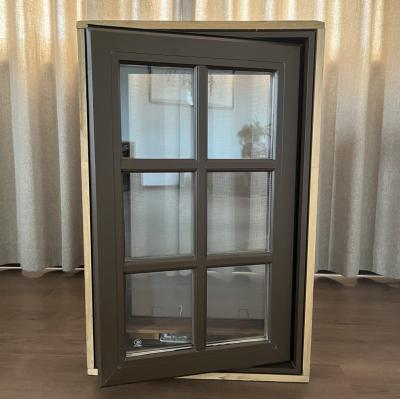 China Modern Wooden Swing Casement Window Designs Thermal Break Window Bedrooms Double Glazed Aluminum Casement Windows Villa for sale