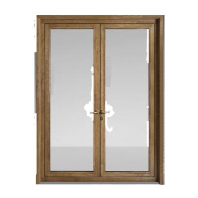 China Wholesale latest design thermal insulation wooden swing door aesthetic double glazed tempered glass french door insulated glass villa for sale