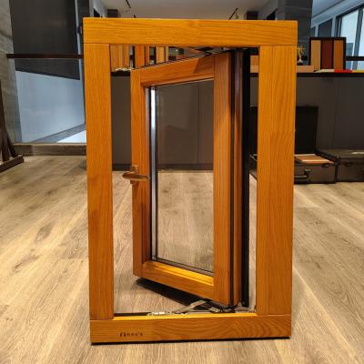 China Folding Screen 2022 New Wooden Window Designs Thermal Break Windows Double Glazed Aluminum Window With Retractable Screen for sale