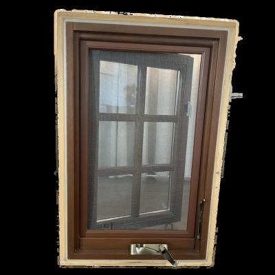 China Energy Efficient Swing Casement Grill Design Wooden Window Double Glazed Aluminum Casement Windows Hurricane Impact for sale