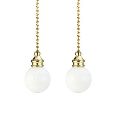 China Simple White Glossy Finish Wooden Ball With Brass Connector Lamp Pull Chain Suitable For Hotel for sale