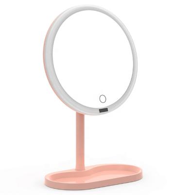 China Popular 8 Inch Sensor Smart Makeup LED Mirror With Light Touch Automatic Illuminated Dimmer Table Rechargeable Mirror For Bedroom for sale