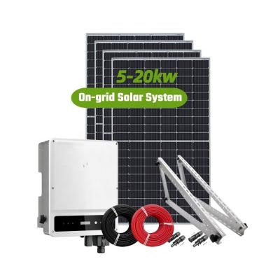 China Commercial 30 KW 10KW 15kW 20KW Grid Tied Solar Powered System Hybrid For Home 500 Watt Inverter Ground Roof Solar Panel Mounting System for sale