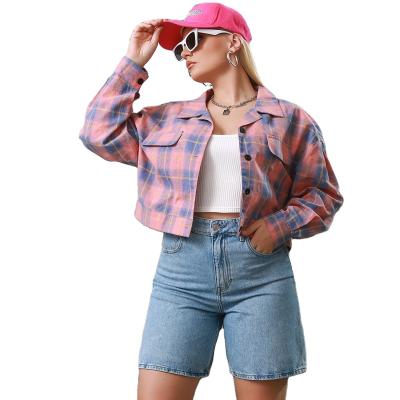 China Autumn Fashion Shorts Plaid Anti-Shrink Style Loose Plus Size Long Sleeve Coats For Women for sale