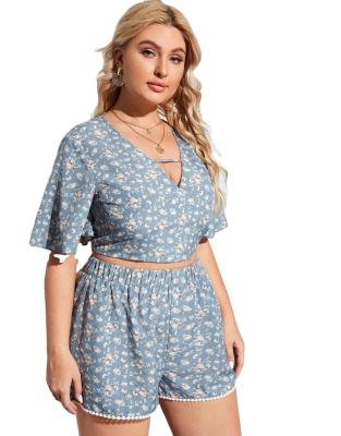 China Summer Hot Selling QUICK DRY Casual Simple Style Plus Size Women Short Two Piece Set for sale