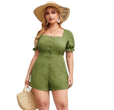 China Anti-pilling new design summer shorts sheath simple green romper plus size jumpsuit for women for sale