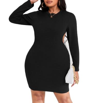 China Autumn Casual Elegant Long Style Anti-Static Plus Size Long Sleeve Bodycon Women Dress for sale