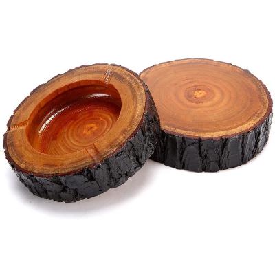 China Outdoor Eco - Friendly Ash Tray Indoors Around Original Wooden Cigarette Ashtray for sale