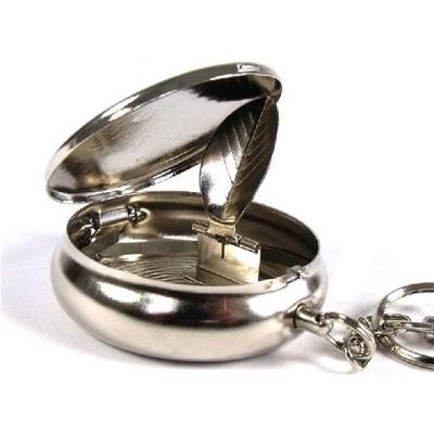 China Eco-friendly Portable Pocket Key Chain Circular Stainless Steel Ashtray With Cigarette Sniffer for sale