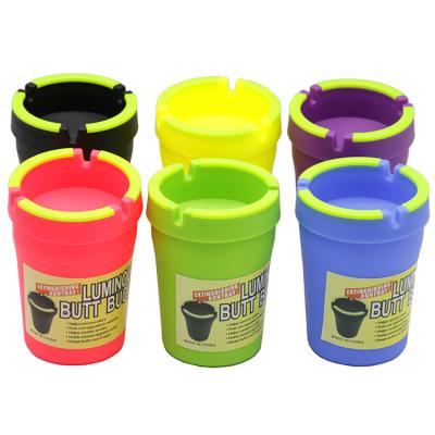 China Eco-Friendly Glow In The Dark Portable Customized Logo Smoking Plastic Ashtray for sale